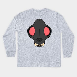 Cat Skull (black) Kids Long Sleeve T-Shirt